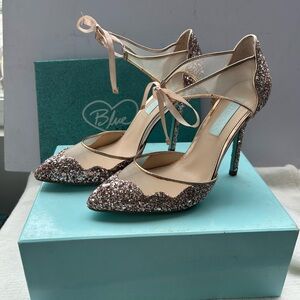 Blue by Betsey Johnson Glittery Rose Gold Heels
